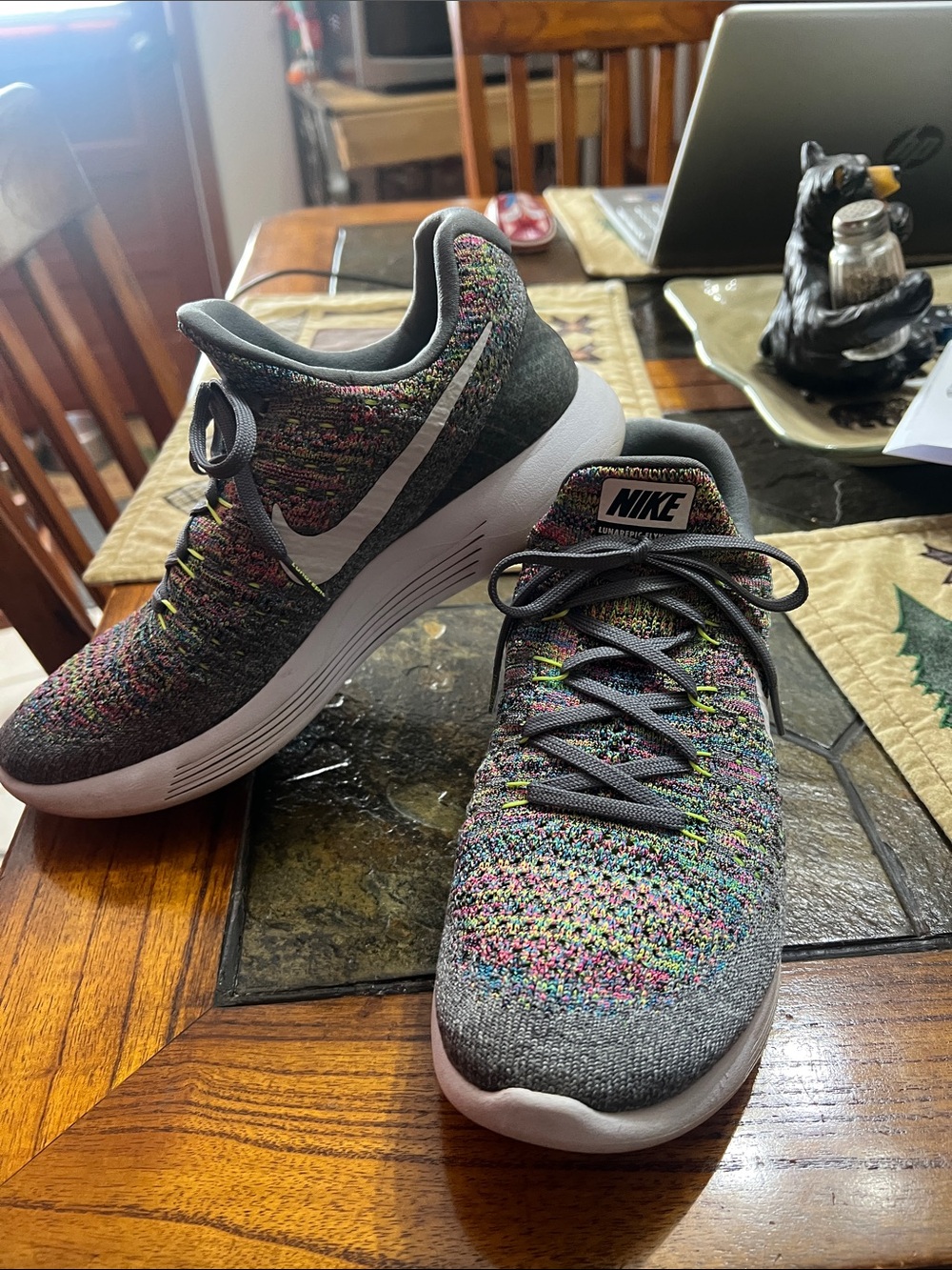 Nike Women’s Gray Multicolor Flyknit Running Sneakers